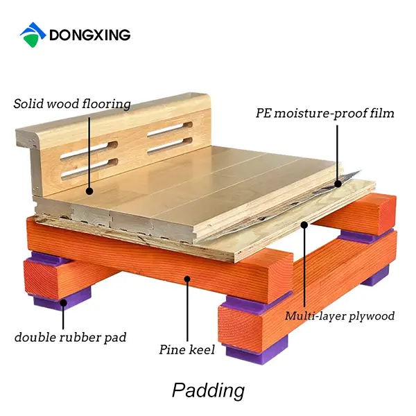 Double keel hardwood sports floor