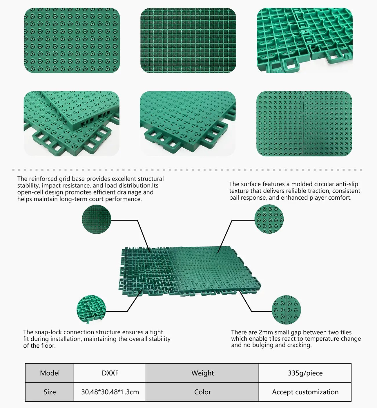 pickleball court interlocking floor structure