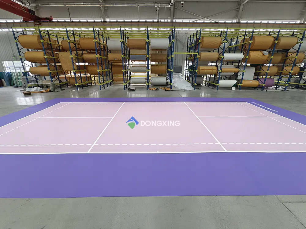 PVC flooring with precisely printed court lines