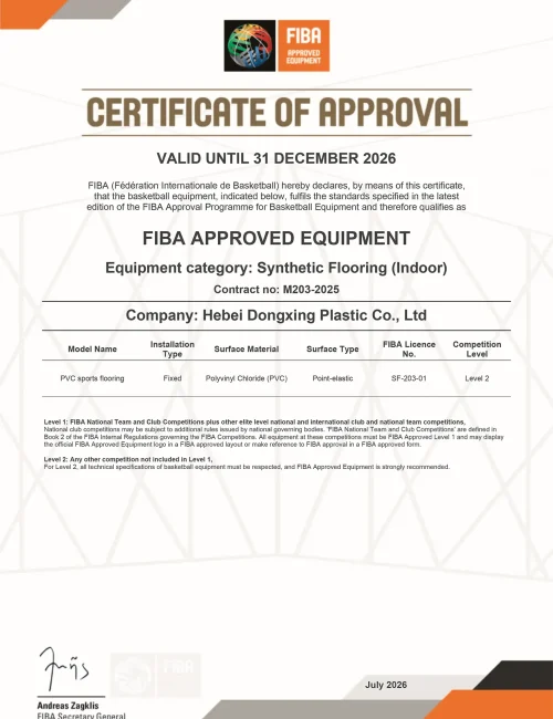 Dongxing FIBA ​​Certification